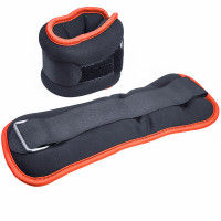 Утяжелители Sportex (2х2,5кг) (нейлон) в сумке (черный с оранжевой окантовкой) ALT Sport HKAW104-2