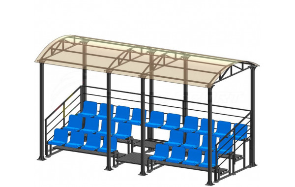 Трибуна для зрителей 3 ряда на 26 мест с навесом и перилами Spektr Sport 600_380