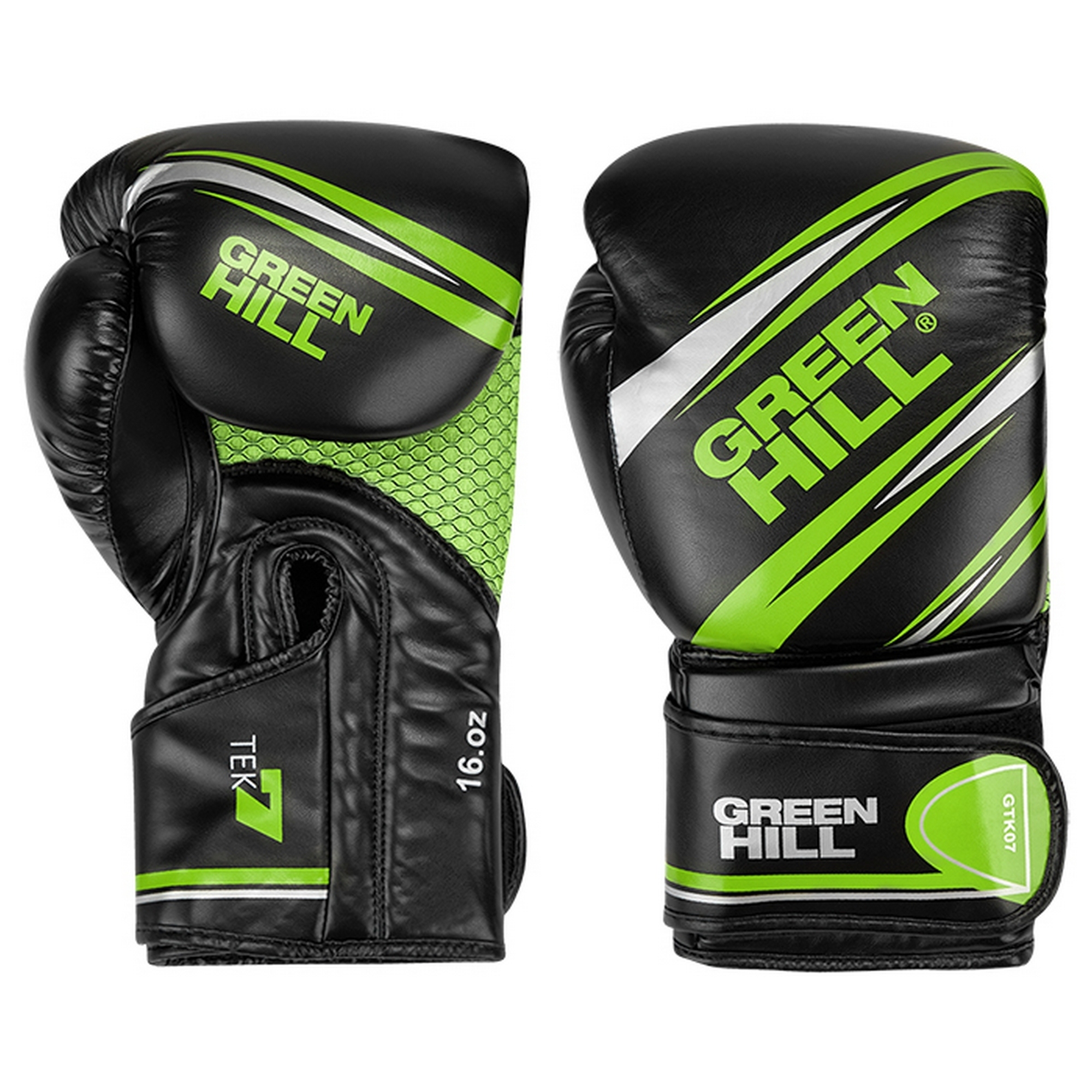 Боксерские перчатки Green Hill TEK7 BGT-2279 черно-зеленый 2000_2000