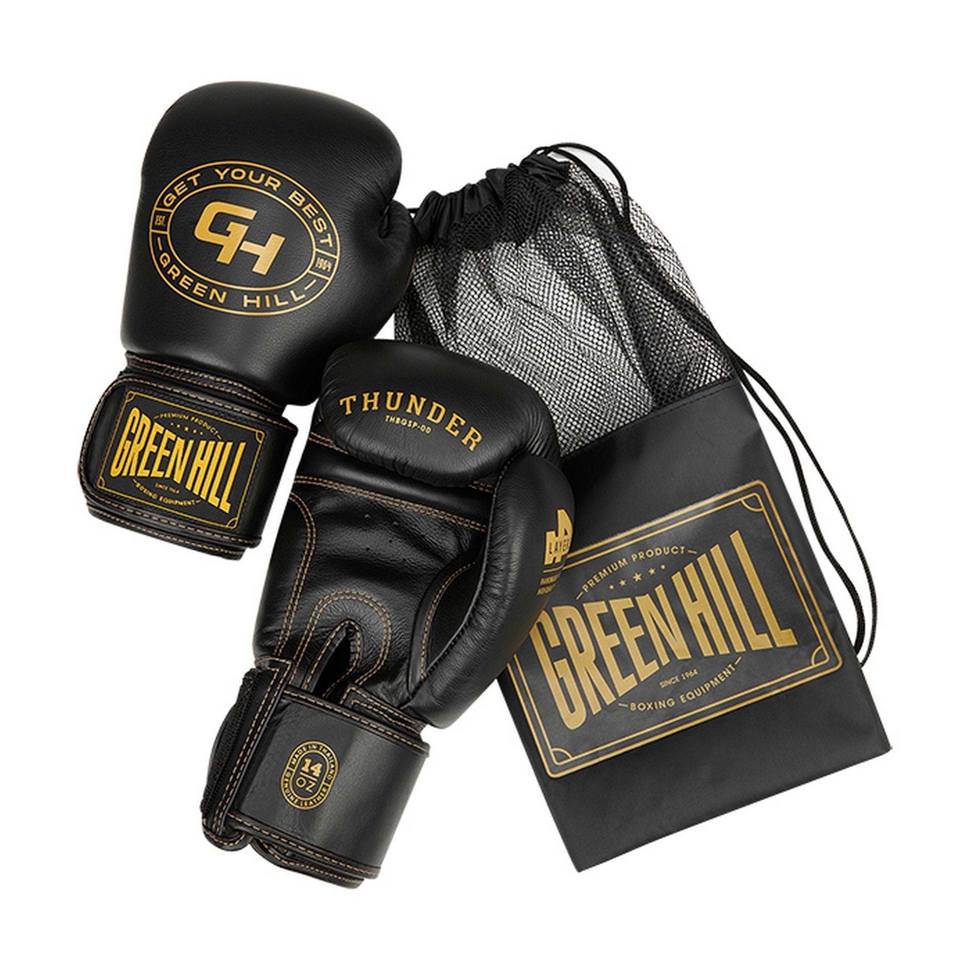 Боксерские перчатки Green Hill THUNDER THBGSP-00 чёрный 2000_2000