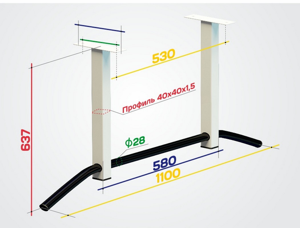 Турник потолочный 60см Spektr Sport Атлант 2, белый 1051_800