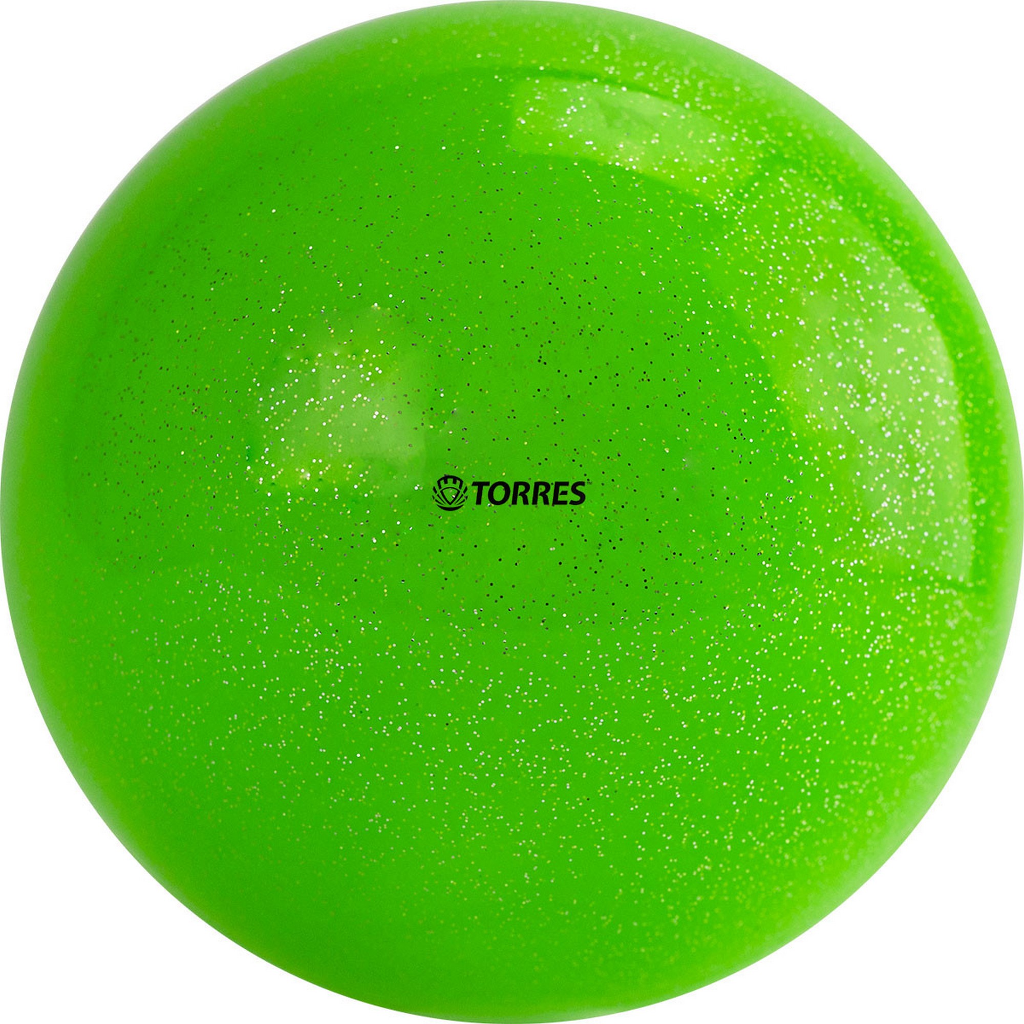 Мяч для художественной гимнастики d15см Torres ПВХ AGP-15-05 зеленый с блестками 2000_2000