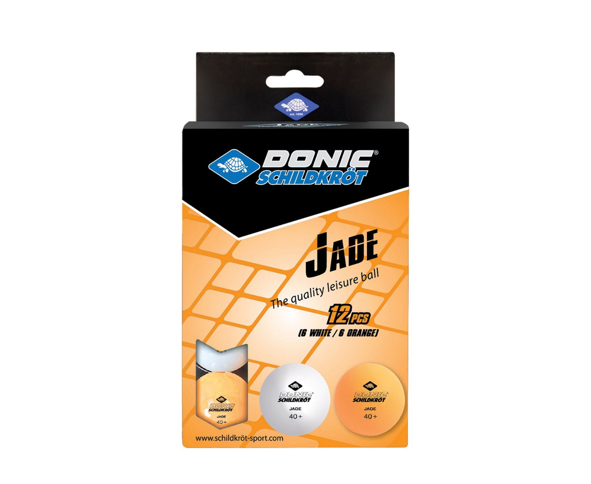 Мячики для настольного тенниса Donic Jade 40+,12 штук 618045 белый + оранжевый 2000_1636