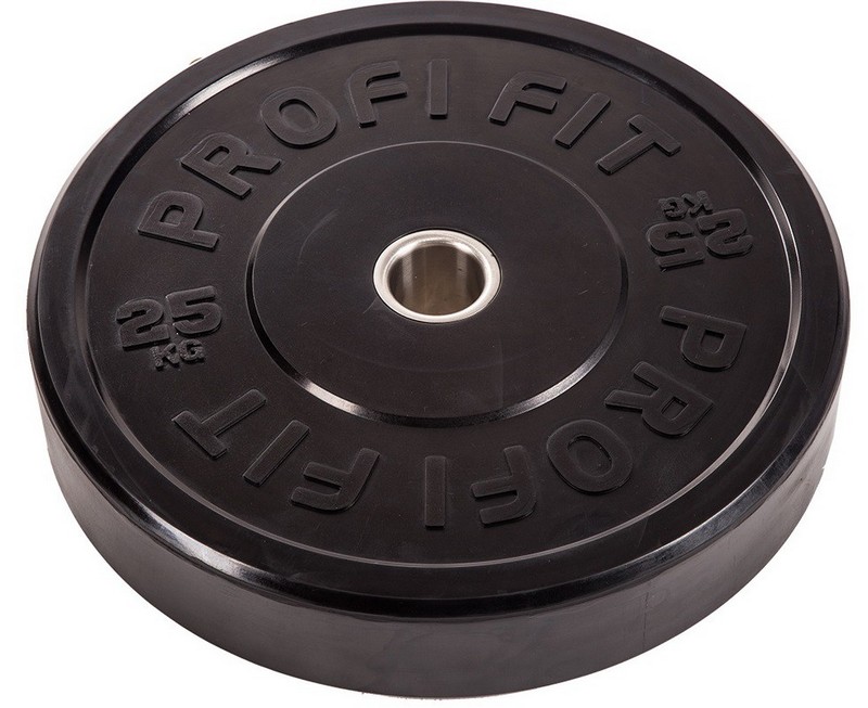 Диск для штанги каучуковый, черный, d51 25кг Profi-Fit 800_653