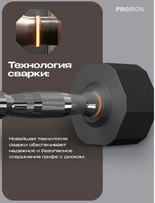 Гантель обрезиненная 20кг PROIRON Г1200ОБР 609_800