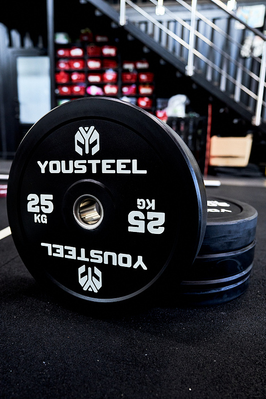 Диск EVO BUMPER PLATE 25кг YouSteel черный 533_800