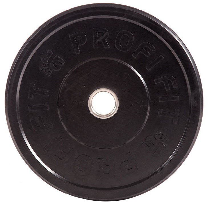 Диск для штанги Profi-Fit каучуковый, черный, d51 15кг 729_723