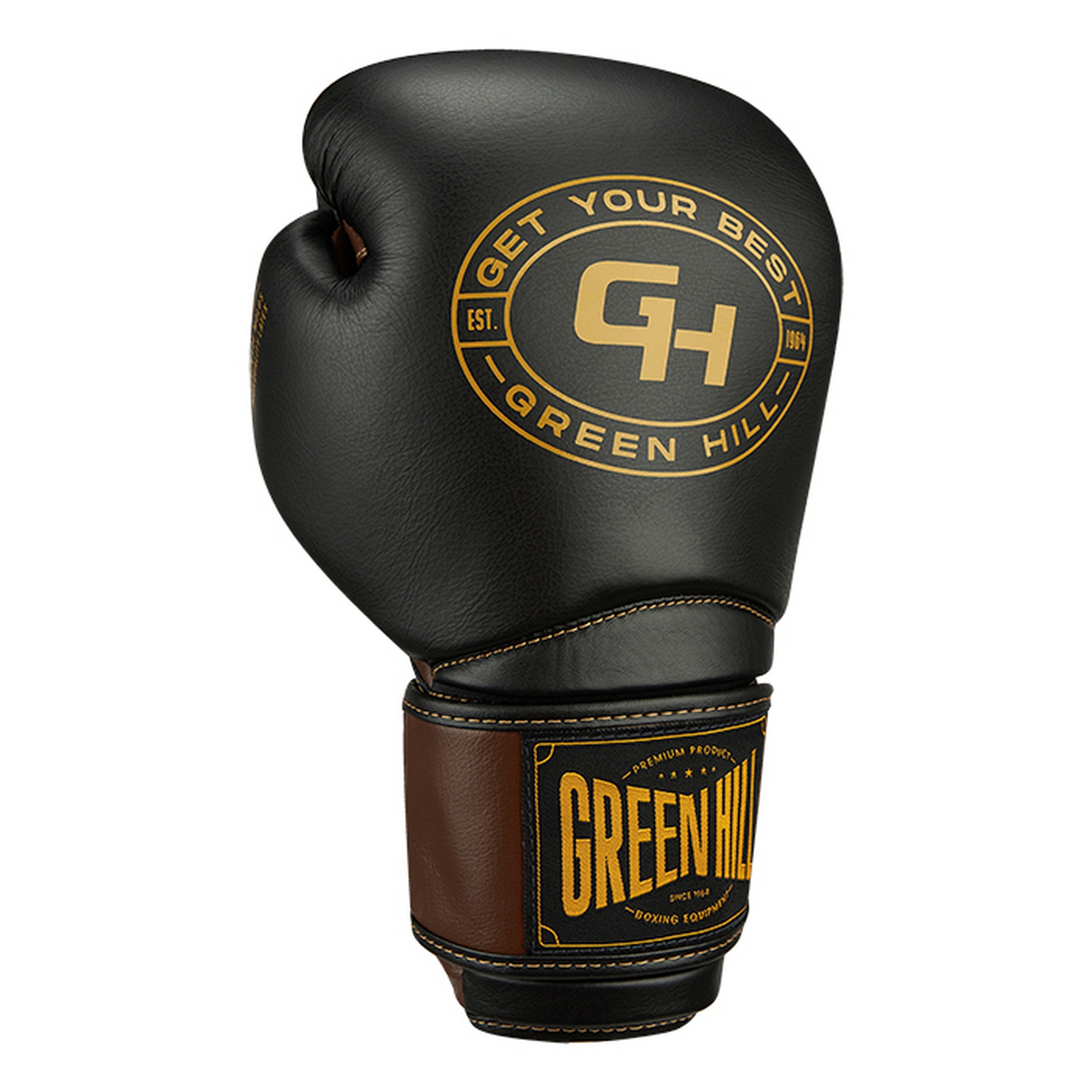 Боксерские перчатки Green Hill STRIKER THBGTR-02 черный\коричневый 2000_2000