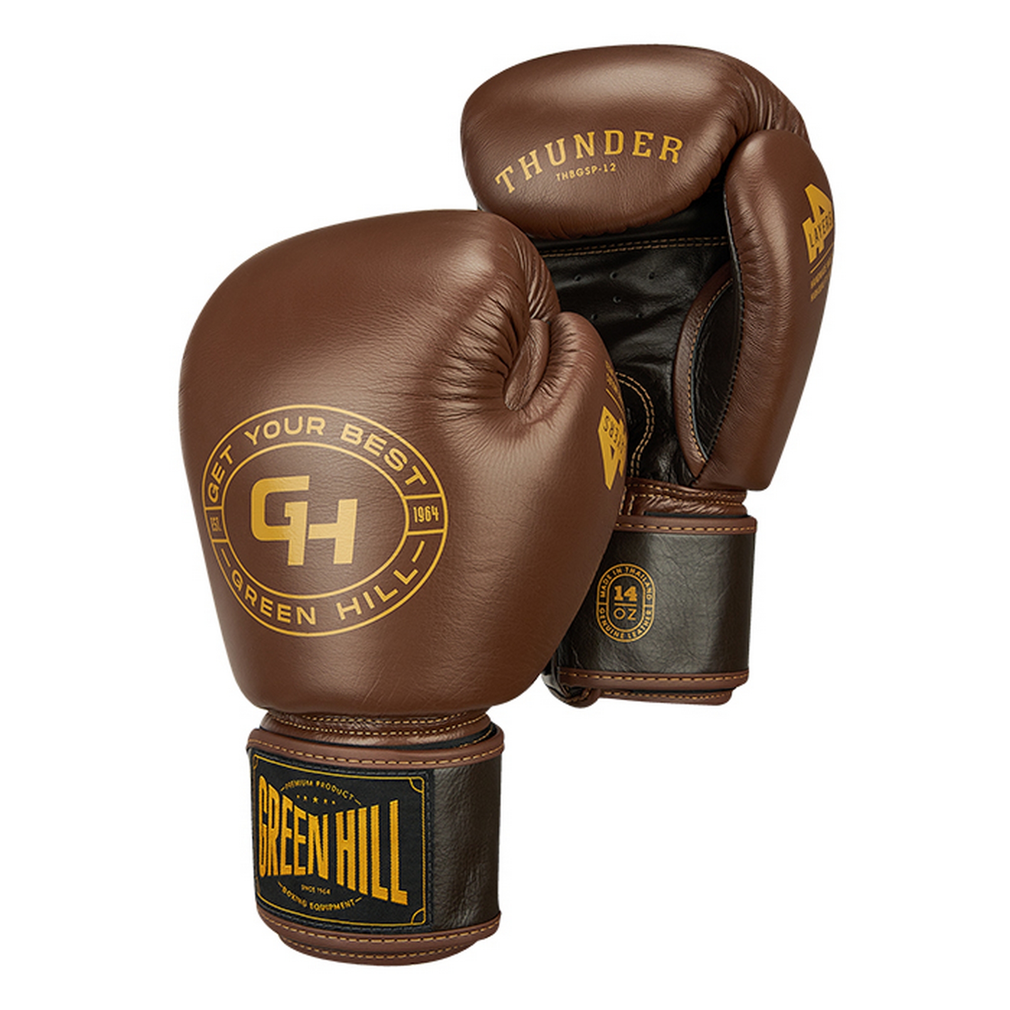 Боксерские перчатки Green Hill THUNDER THBGSP-12 коричневый\тёмно-коричневый 2000_2000