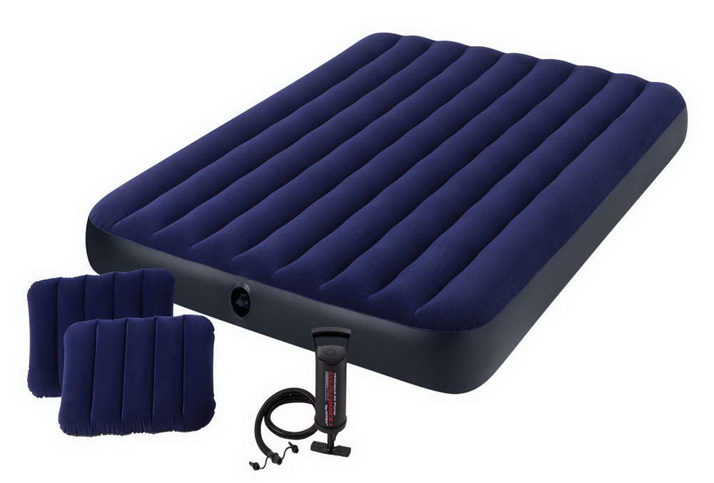 Надувной матрас Intex Classic Downy Airbed Fiber-Tech, 152х203х25см с подушками и насосом 64765 1034_700