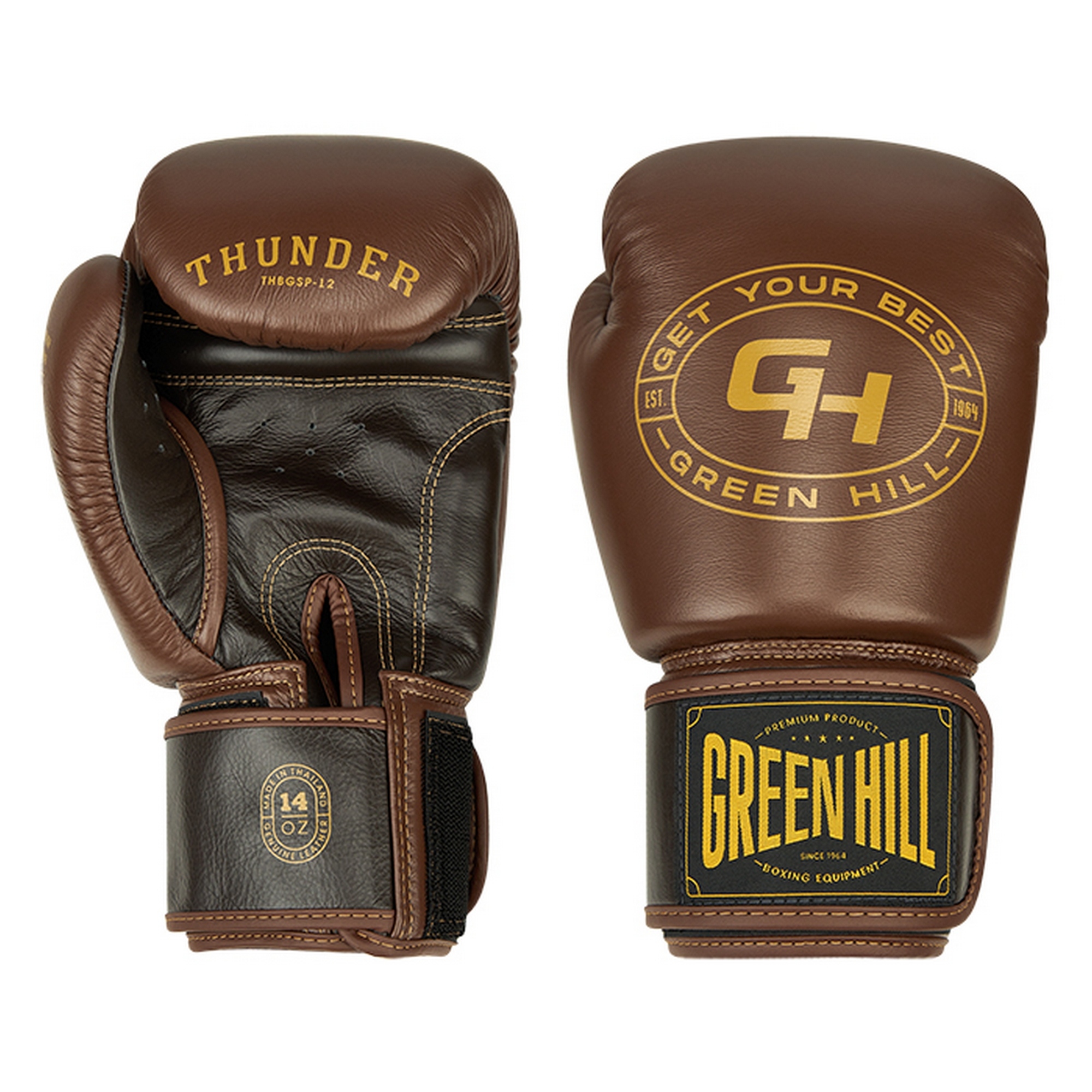 Боксерские перчатки Green Hill THUNDER THBGSP-12 коричневый\тёмно-коричневый 2000_2000