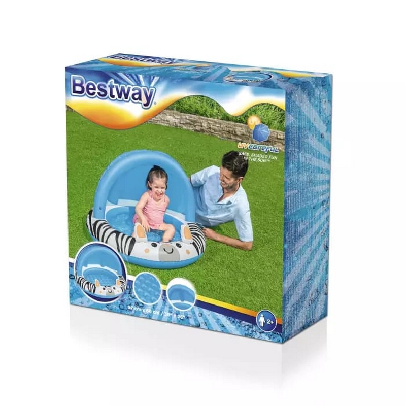 Детский надувной бассейн 97х66см, 26л, от 2 лет Bestway Сафари, с навесом 52559 800_800