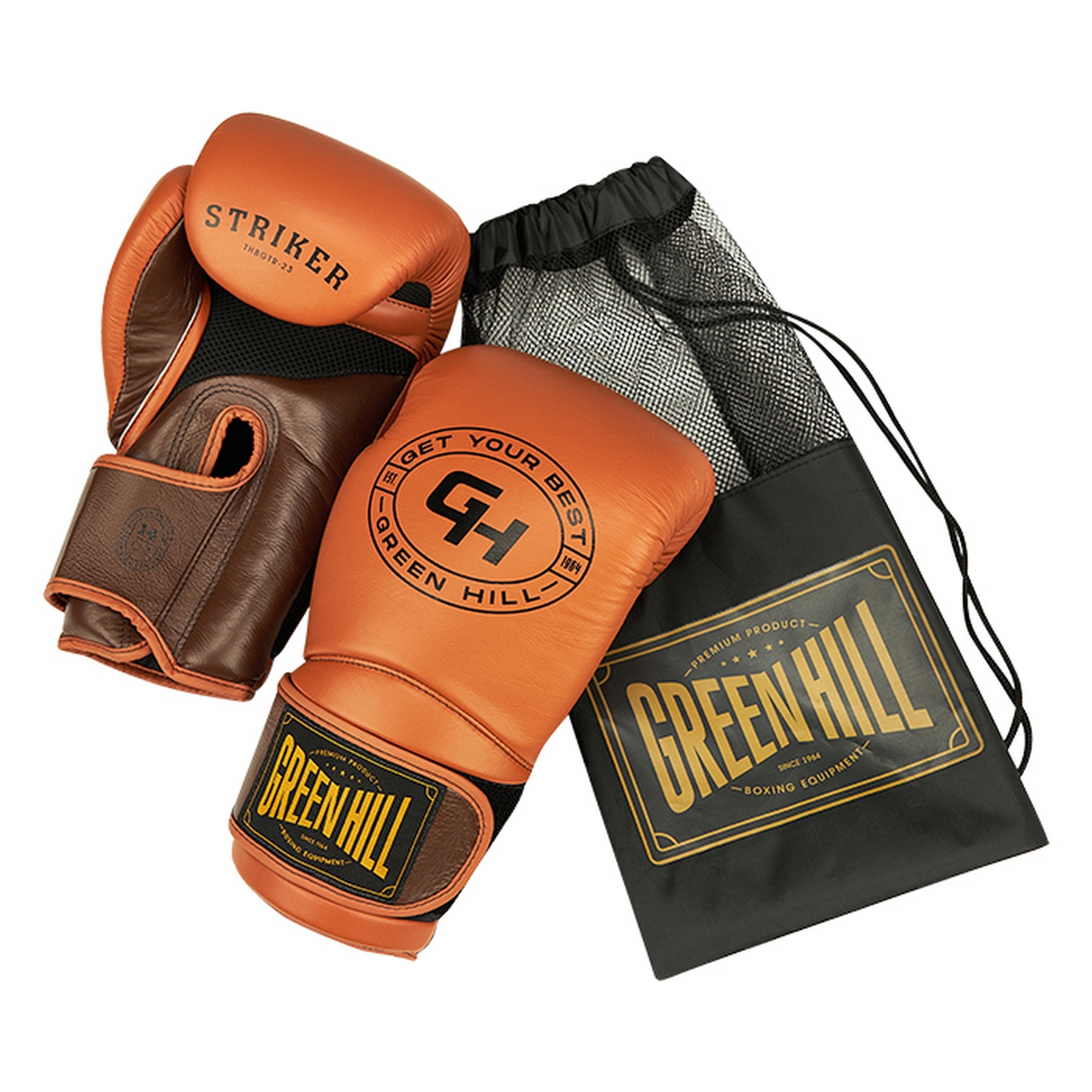 Боксерские перчатки Green Hill STRIKER THBGTR-23 коричневый 2000_2000