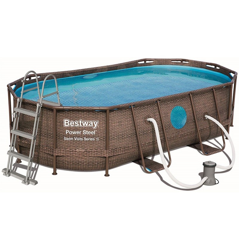 Бассейн овальный на стойках 427х250х100 см Bestway Power Steel Swim Vista 56714 ротанг 800_800