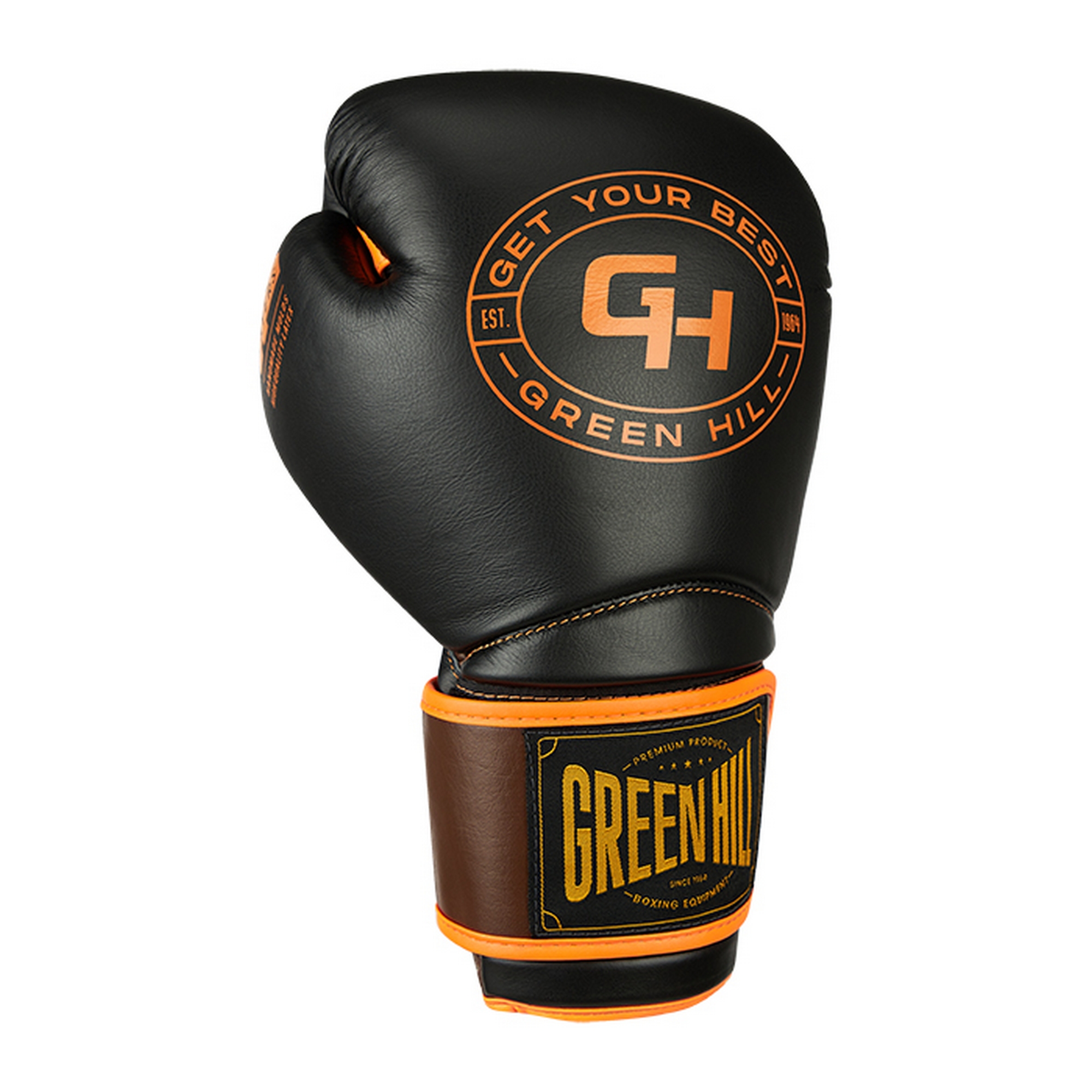 Боксерские перчатки Green Hill STRIKER THBGTR-024 черный\оранжевый 2000_2000