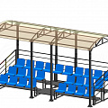 Трибуна для зрителей 3 ряда на 26 мест с навесом и перилами Spektr Sport 120_120