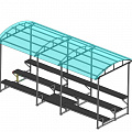 Трибуна для зрителей 3 ряда на 26 мест с навесом (лавки - фанера) Spektr Sport 120_120