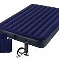 Надувной матрас Intex Classic Downy Airbed Fiber-Tech, 152х203х25см с подушками и насосом 64765 120_120